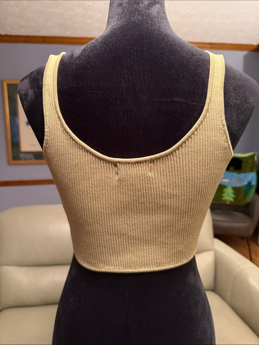 The Drop - Ribbed Square-Neck Olive Tank Top - Picture 2 of 6